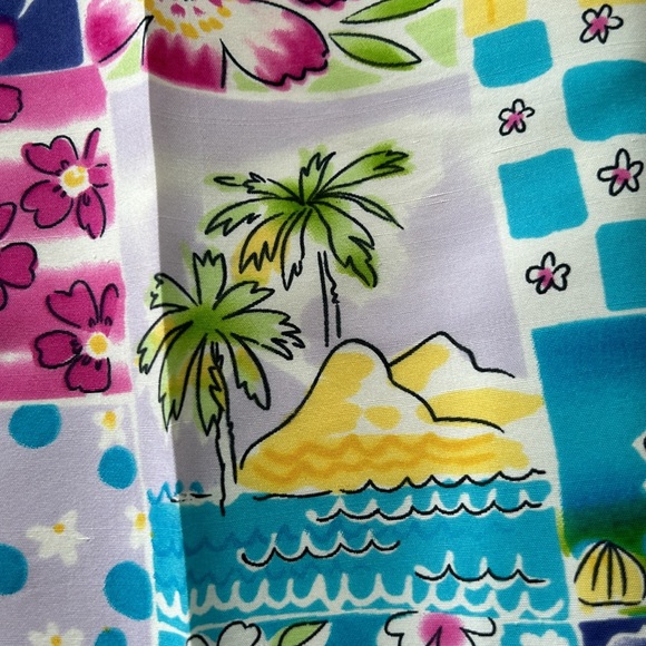 Silkland brand 100% silk tropical print lined ankle pants.  Size 12. - Picture 3 of 13